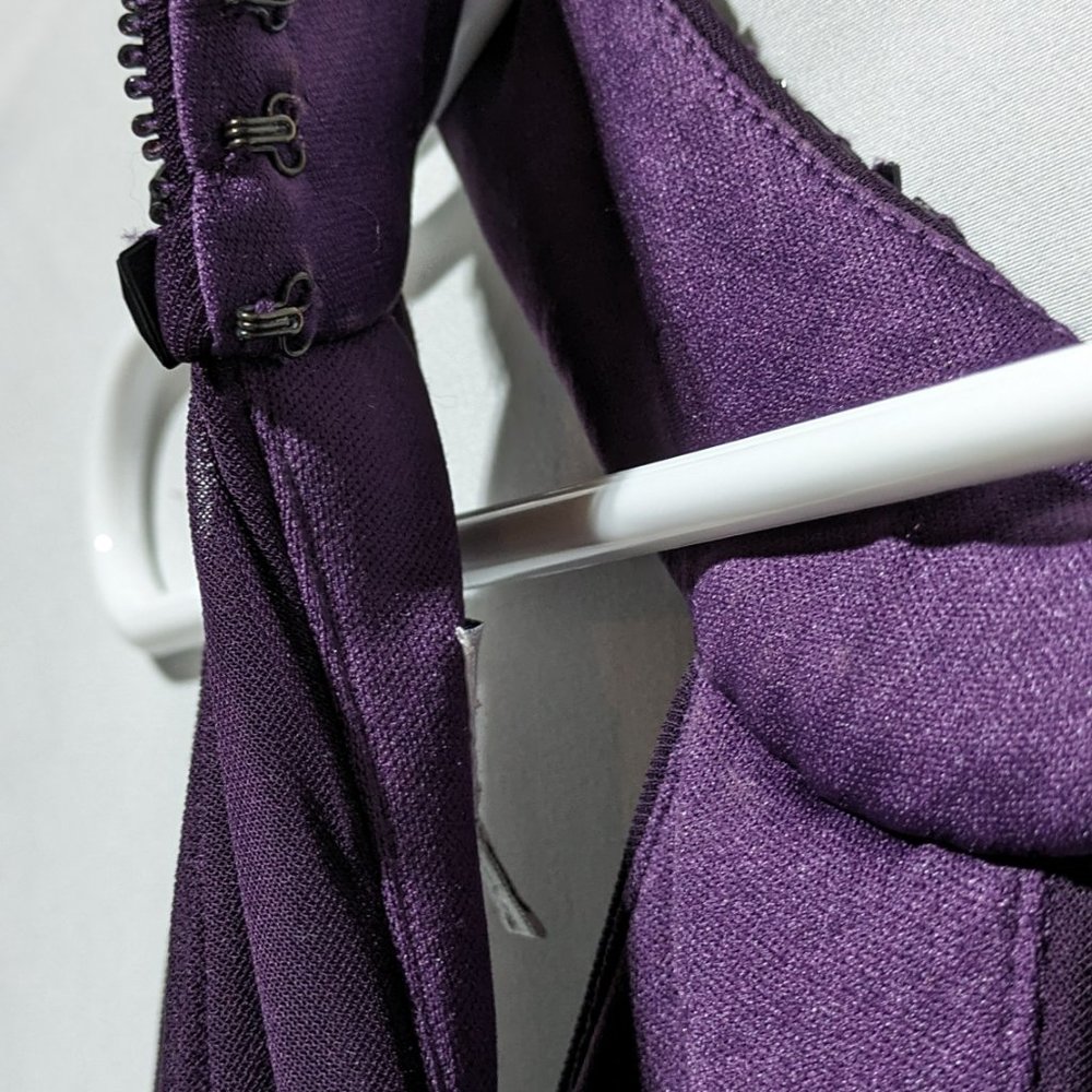Cache Size 0 Purple Evening Gown With Beaded Coll… - image 6